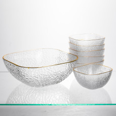 Набір салатниць Golden 7 штук 1.5 л/0.2 л із золотою окантовкою Yiwu HP-34-43