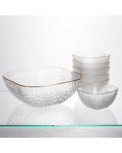 Набір салатниць Golden 7 штук 1.5 л/0.2 л із золотою окантовкою Yiwu HP-34-43