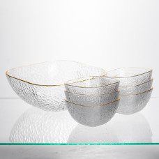 Набір салатниць Golden 7 штук 1.5 л/0.2 л із золотою окантовкою Yiwu HP-34-43