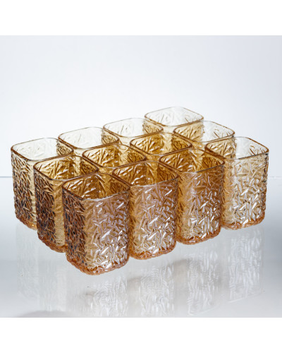 Набір склянок для напоїв Matrix Glass 12 штук по 195 мл коричневий HP-17-44