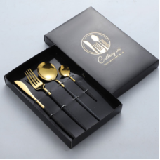 Набір столових приборів Cutlery set із нержавіючої сталі на 1 персону 4 штуки Чорний