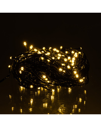 Новорічна гірлянда кімнатна нитка 14 м 160 LED чорний провід Жовтий W160LED16MBY