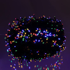 Новорічна гірлянда вулична 100 м 1000 LED з сонячною батареєю чорний провід Мультиколор SB1000L100MBML