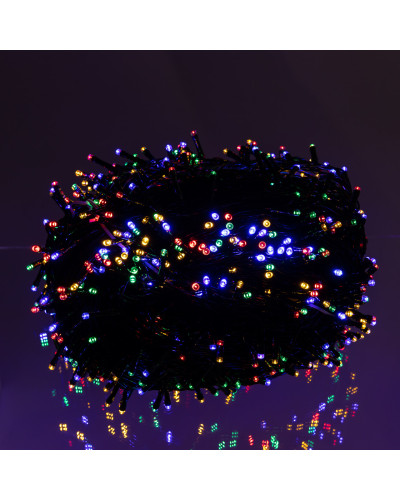 Новорічна гірлянда вулична 100 м 1000 LED з сонячною батареєю чорний провід Мультиколор SB1000L100MBML