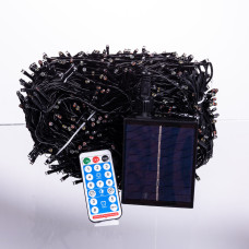 Новорічна гірлянда вулична 100 м 1000 LED з сонячною батареєю чорний провід Мультиколор SB1000L100MBML