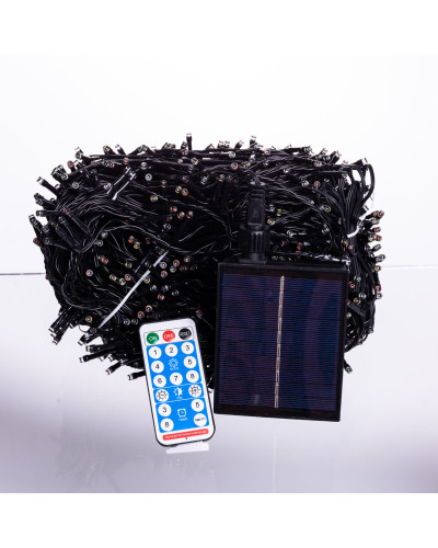Новорічна гірлянда вулична 100 м 1000 LED з сонячною батареєю чорний провід Мультиколор SB1000L100MBML