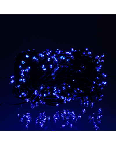 Новорічна гірлянда вулична 100 м 1000 LED із сонячною батареєю 8 режимів роботи чорний провід Синій SB1000L100MBBL