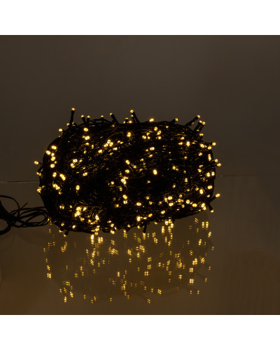 Новорічна гірлянда вулична 100 м 1000 LED із сонячною батареєю 8 режимів роботи чорний провід Жовте світло SB1000L100MBY