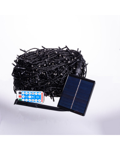 Новорічна гірлянда вулична 100 м 1000 LED із сонячною батареєю 8 режимів роботи чорний провід Жовте світло SB1000L100MBY