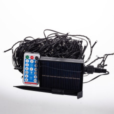 Новорічна гірлянда вулична 30 м 300 LED з сонячною батареєю чорний провід Білий SB300L30MBW