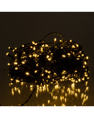 Новорічна гірлянда вулична 30 м 300 LED з сонячною батареєю чорний провід Жовтий SB300L30MBY