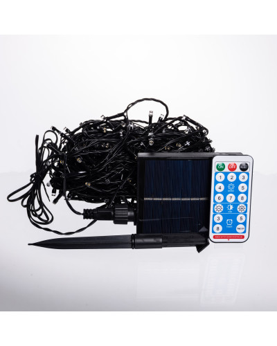 Новорічна гірлянда вулична 30 м 300 LED з сонячною батареєю чорний провід Жовтий SB300L30MBY