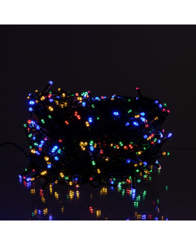 Новорічна гірлянда вулична 50 м 500 LED з сонячною батареєю чорний провід Мультиколор SB500L50MBML