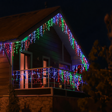 Новорічна гірлянда вулична Бахрома 36 м 600 LED чорний провід Мультиколор 36МBML