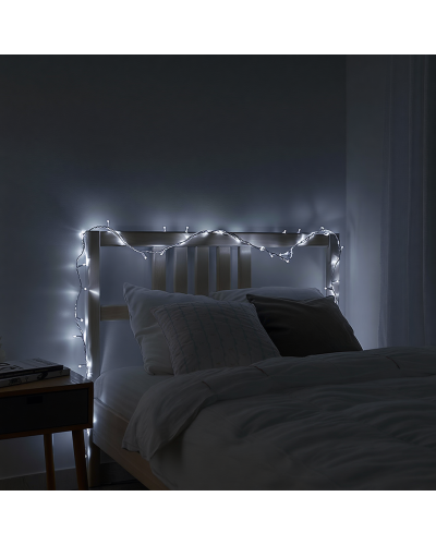 Новорічна кімнатна гірлянда нитка 6 м 50 LED білий провід Білий W50LED6MWW