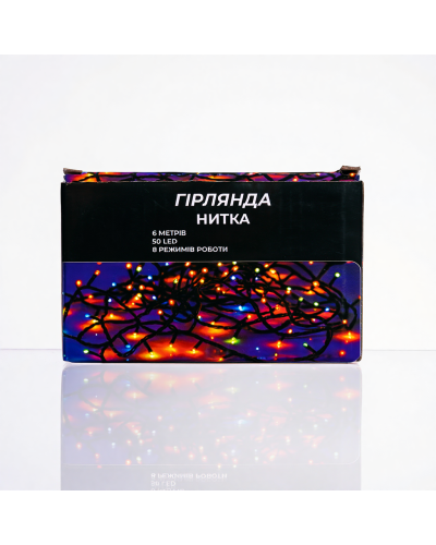 Новорічна кімнатна гірлянда нитка 6 м 50 LED білий провід Білий W50LED6MWW