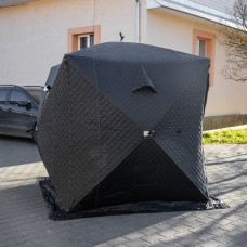 Намет зимовий утеплений "Куб" (3-місний 210х210х210), Зимовий намет для рибалки туризму кемпінгу та подорожей Чорний LU-BD18B