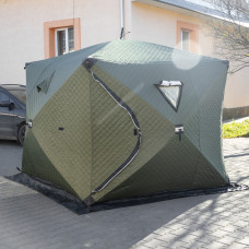 Намет зимовий утеплений "Куб" 4-місний LUGI (210х210х210), Зимовий намет для рибалки туризму кемпінгу та подорожей Хакі LU-BD21