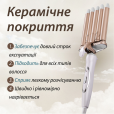 Gemei Ceramic 5 Wave 45 Watt праска для завивки волосся Hollywood Curl