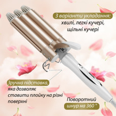 Керамічні потрійні 45-ватні щипці для завивки 3 хвилі Голлівудські локони Geemy Керамічні потрійні 45-ватні щипці для завивки