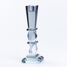 Свічник 25 (см) скляний високий на стіл переносний на 1 геометричний свічку