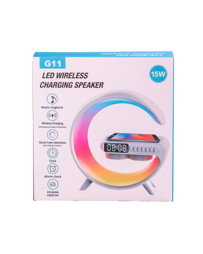 Портативна колонка Bluetooth бездротова 15 Вт 3 в 1 настільна лампа і годинник RGB LED в стилі Big G