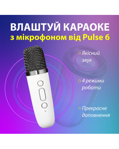 Портативна колонка bluetooth бездротова Pulse 6 з мікрофоном 10 Вт водонепроникна з акумулятором Білий
