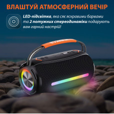 Портативна колонка Bluetooth бездротова з підсвічуванням акумулятор USB 2400 mah AUX BOOMBOX 360