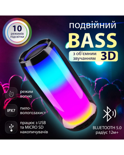 Портативная колонка Bluetooth Pulse 5 беспроводная аккумуляторная 8 Вт с подсветкой и USB Портативная колонка Bluetooth Pulse 5 беспроводная аккумуляторная 8 Вт с подсветкой и USB