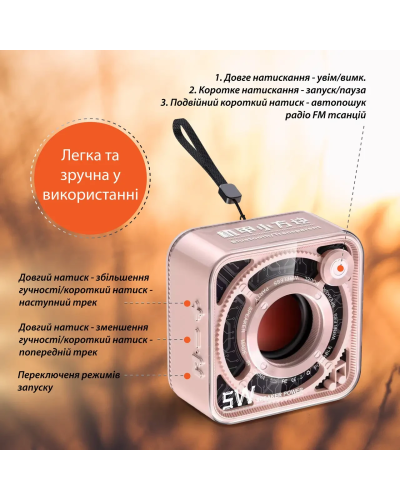 Портативна міні-колонка Bluetooth 5 Вт акумуляторна/TF-картка Рожевий Портативна міні-колонка Bluetooth 5 Вт акумуляторна/TF-картка Рожевий