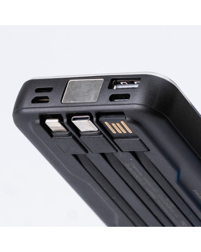 Повербанк 10000 mАh бездротова зарядка USB Туре-С/Lightning 4 вбудовані кабелі
