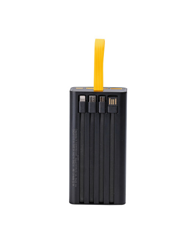Повербанк 20000 mah powerbank USB/Micro-USB/Type-C/Lightning зовнішній акумулятор 4 вбудовані кабелі