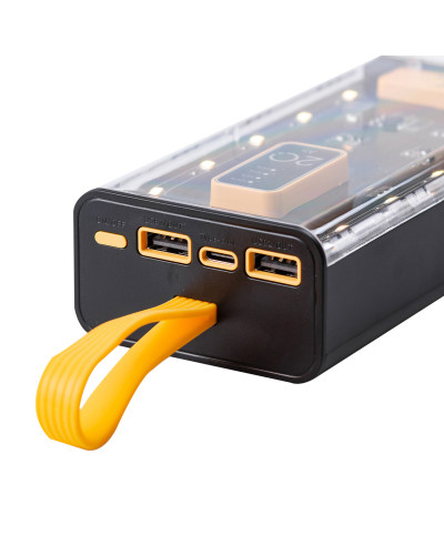 Повербанк 20000 mah powerbank USB/Micro-USB/Type-C/Lightning зовнішній акумулятор 4 вбудовані кабелі
