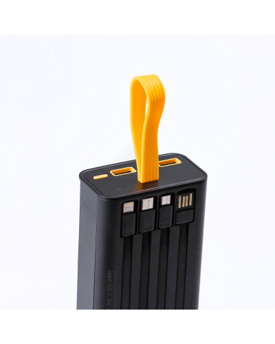 Повербанк 20000 mah powerbank USB/Micro-USB/Type-C/Lightning зовнішній акумулятор 4 вбудовані кабелі