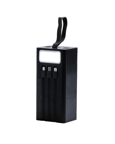 Повербанк з дисплеєм 50000 mAh Lightning Туре-С та Micro-USB зовнішній акумулятор 4 вбудованих кабелю
