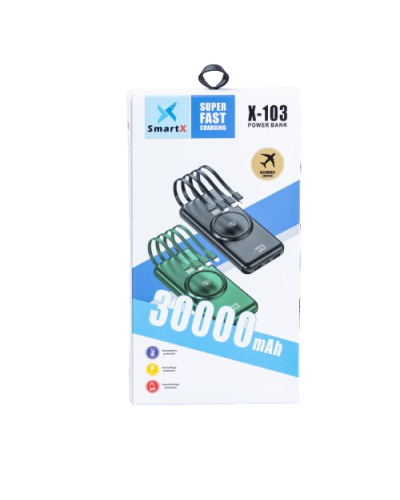 Повербанк 30000mah магнітна зарядка magsafe Power Bank з кабелями Lightning, USB-C, Micro USB, USB