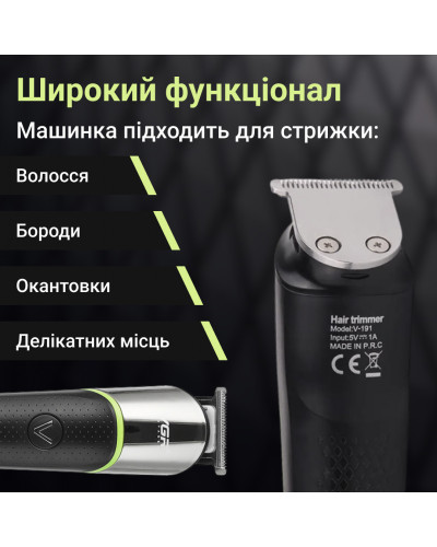 Професійний триммер для волосся VGR 4 насадки Компактний триммер для бороди USB-заряджання 5 Вт