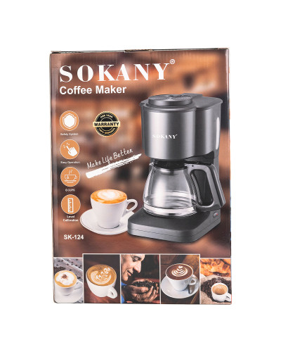 Кавоварка краплинна Sokany з підігрівом кавника 600 мл SK-124