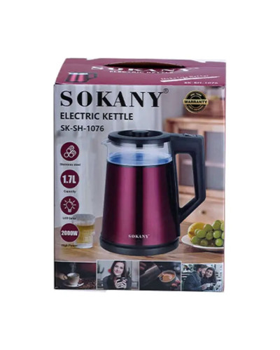 Електрочайник з автоматичним вимкненням 1.7 л Sokany побутовий 2000 Вт SK-SH-1076G
