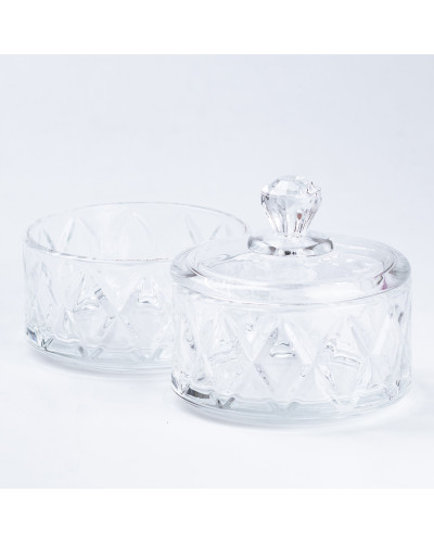 Цукерниця скляна 2 х 300 (мл) з кришкою двоярусна 145 (мм)