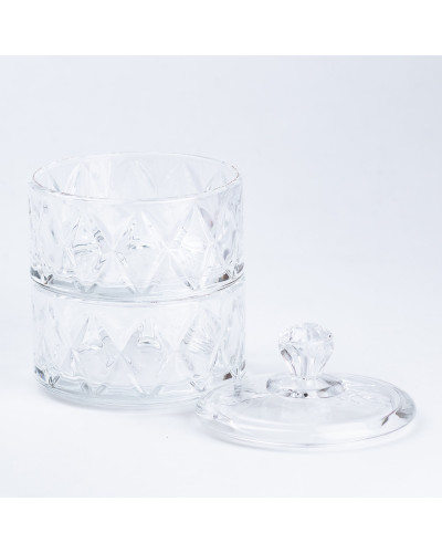 Цукерниця скляна 2 х 300 (мл) з кришкою двоярусна 145 (мм)