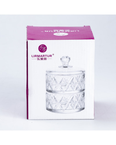Цукерниця скляна 2 х 300 (мл) з кришкою двоярусна 145 (мм)