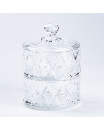 Цукерниця скляна 2 х 300 (мл) з кришкою двоярусна 145 (мм)