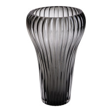 Скляна ваза для квітів, декоративна фігурка, сіра, 27 см.