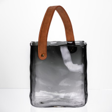 Скляна ваза сумочка з ручкою 16×8×18.5 (см) декоративна Сірий HP-19-156-2