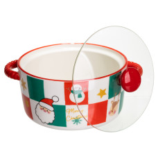 Супниця порцелянова Christmas новорічна  800 (мл) з кришкою Yiwu FM-CS-9C