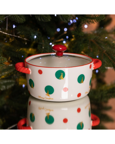 Супниця порцелянова Christmas Tree новорічна  800 (мл) з кришкою Yiwu FM-CS-9D