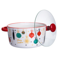 Супниця порцелянова Merry Christmas новорічна  800 (мл) з кришкою Yiwu FM-CS-9B