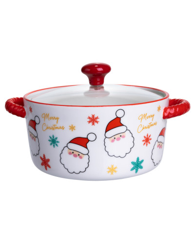 Супниця порцелянова Santa новорічна  800 (мл) з кришкою Yiwu FM-CS-9A
