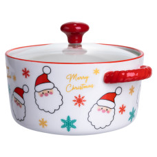 Супниця порцелянова Santa новорічна  800 (мл) з кришкою Yiwu FM-CS-9A
